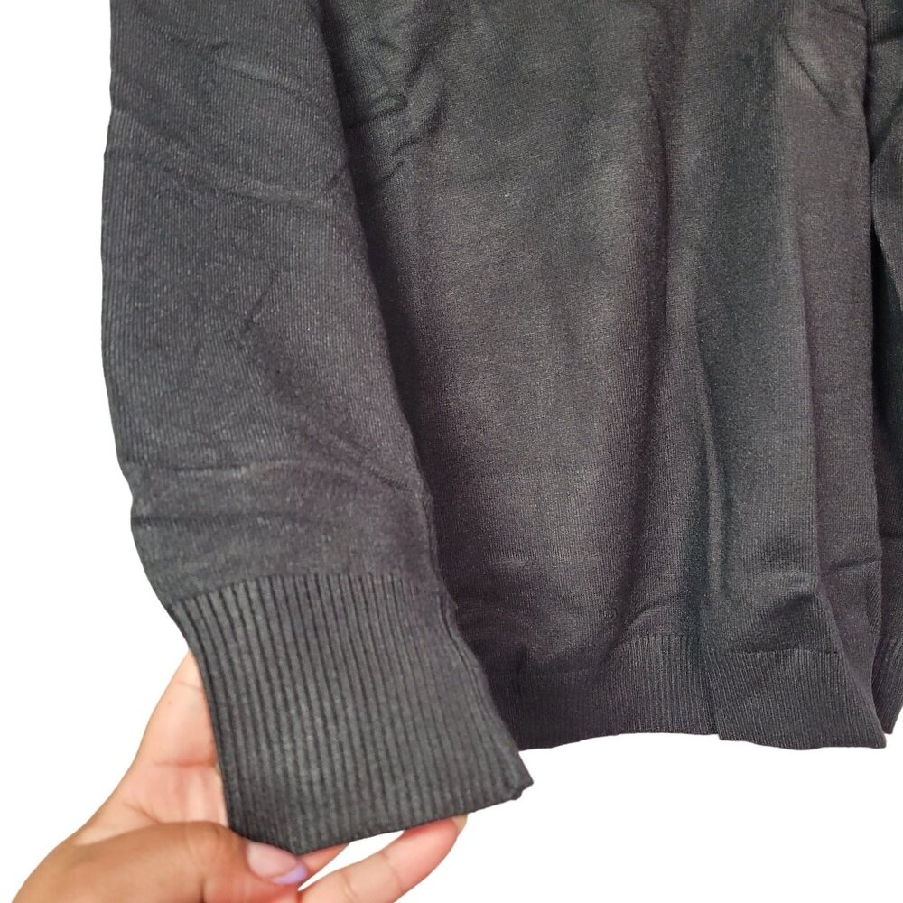 Women Black Mock Neck Sweater Long Sleeves With Shoulder Buttons Size X-Large - Picture 3 of 12